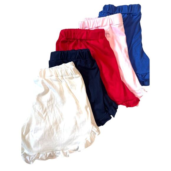 Lot of 5 Sunshine Swing Girls Pull On Shorts With Ruffles Size 14 Pink Blue Red - Picture 1 of 9